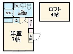 京急本線 南太田駅 徒歩5分の賃貸アパート 1階ワンルームの間取り