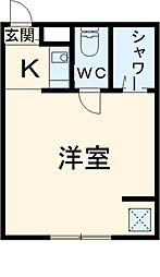 アルカンシェル薬園台 1階ワンルームの間取り