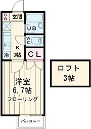 都営新宿線 一之江駅 徒歩4分の賃貸アパート 2階1Kの間取り