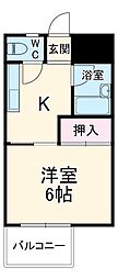 愛知高速東部丘陵線 杁ヶ池公園駅 徒歩9分の賃貸マンション 4階1Kの間取り