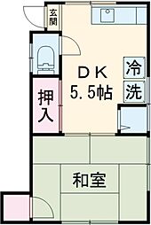 小堀荘 2階1DKの間取り