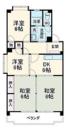 愛知高速東部丘陵線 杁ヶ池公園駅 徒歩10分の賃貸マンション 4階4DKの間取り