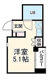 エメラルドコーポ 1階ワンルームの間取り
