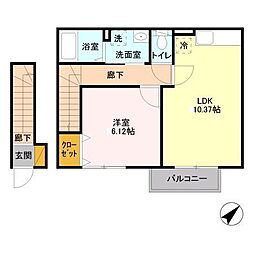JR総武線 津田沼駅 徒歩28分の賃貸アパート 2階1LDKの間取り