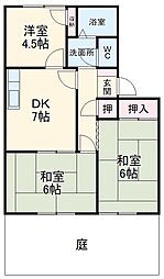 フレグランスベル 1階3DKの間取り