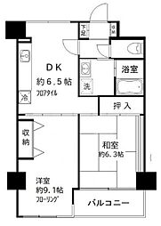 京成本線 京成大久保駅 徒歩5分の賃貸マンション 4階2DKの間取り