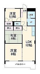 愛知高速東部丘陵線 杁ヶ池公園駅 徒歩6分の賃貸マンション 5階3LDKの間取り