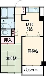 プライムホームズ131 3階2DKの間取り