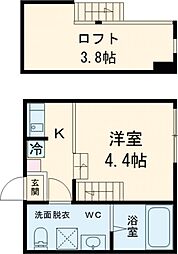 京成本線 京成小岩駅 徒歩11分の賃貸アパート 1階ワンルームの間取り