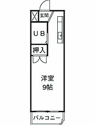 ダイコウビル 2階1Kの間取り
