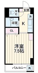 第13花園ビル 4階1Kの間取り