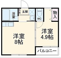 安武アパート駅東 2階1LDKの間取り