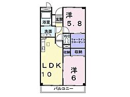 木村ロイヤルマンションIII 1階2LDKの間取り