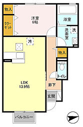 サニーヒル 1階1LDKの間取り