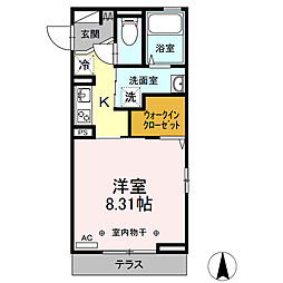 京成本線 京成高砂駅 徒歩5分の賃貸アパート 1階1Kの間取り