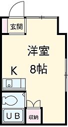 京王線 府中駅 バス10分 学園通郵便局下車 徒歩4分の賃貸マンション 3階ワンルームの間取り