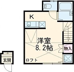 Ｂｏｎｈｅｕｒ府中 2階ワンルームの間取り