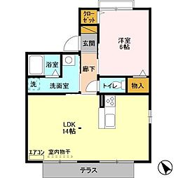 JR外房線 鎌取駅 徒歩18分の賃貸アパート 1階2DKの間取り