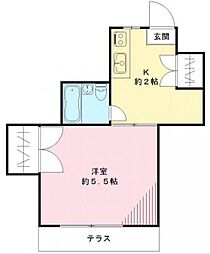 ノースプラザ 1階1Kの間取り