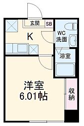 ＢＲＩＸ葛城 2階1Kの間取り