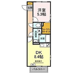 エトワール 2階1DKの間取り