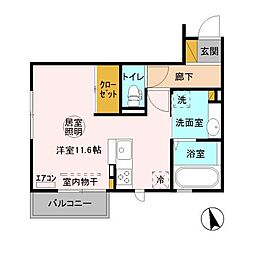 プランタン 3階ワンルームの間取り