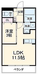 千葉都市モノレール 県庁前駅 徒歩12分の賃貸マンション 2階1LDKの間取り