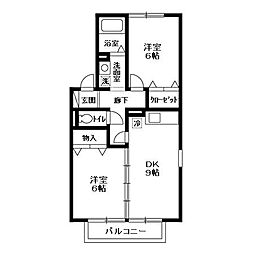 ヴェルドパークA 2DKの間取図画像