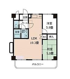 京成千葉線 京成稲毛駅 徒歩9分の賃貸マンション 8階2LDKの間取り