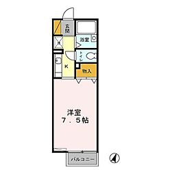 オプス・なのはな 1階1Kの間取り