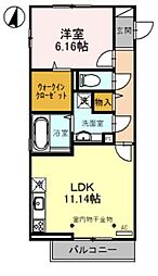 ル・ブラン立花 2階1LDKの間取り