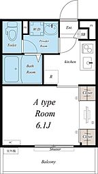 リブリ・グリーン東新小岩 3階1Kの間取り
