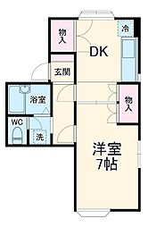 ピソもりみず 2階1DKの間取り