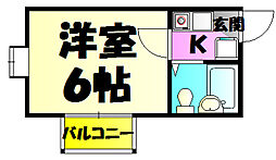 ケント・ピア亥鼻 2階1Kの間取り
