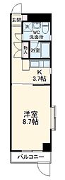 京成千葉線 新千葉駅 徒歩4分の賃貸マンション 3階1Kの間取り