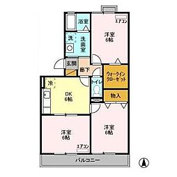 フォレストヒルズ　Ｃ 1階3DKの間取り