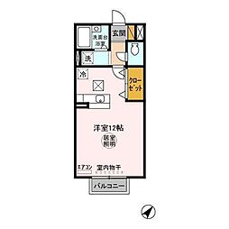 ラグーナ　フォンテーヌ 1階ワンルームの間取り