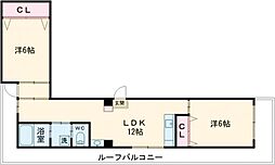 カールトンコート 4階2LDKの間取り