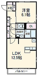 レジデンス・デュオ 2階1LDKの間取り