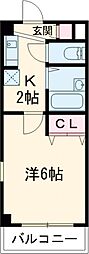 カーサ　フェリーチェ 201 2階1Kの間取り