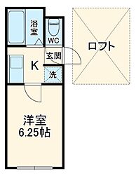 シティハイム大野 1階1Kの間取り