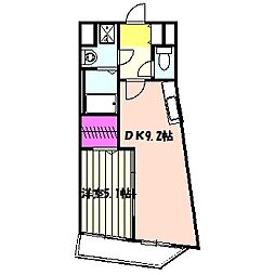 グレーシャルマン 3階1DKの間取り