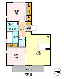 JR総武本線 都賀駅 徒歩9分の賃貸アパート 1階2LDKの間取り