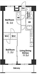 千葉ポートイースト 8階2LDKの間取り