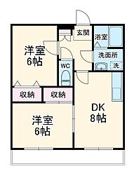 JR京葉線 蘇我駅 徒歩14分の賃貸アパート 2階2DKの間取り