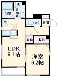 グリシナ 1階1LDKの間取り