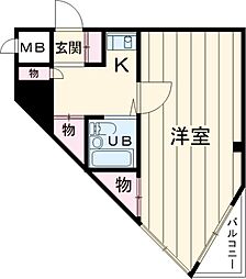 フレンド清水 3階ワンルームの間取り