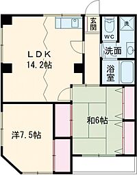 都営新宿線 船堀駅 徒歩12分の賃貸マンション 3階2LDKの間取り