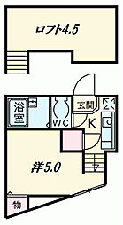 JR横浜線 町田駅 徒歩11分の賃貸アパート 1階ワンルームの間取り