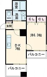 プラネットハイム 7階1DKの間取り